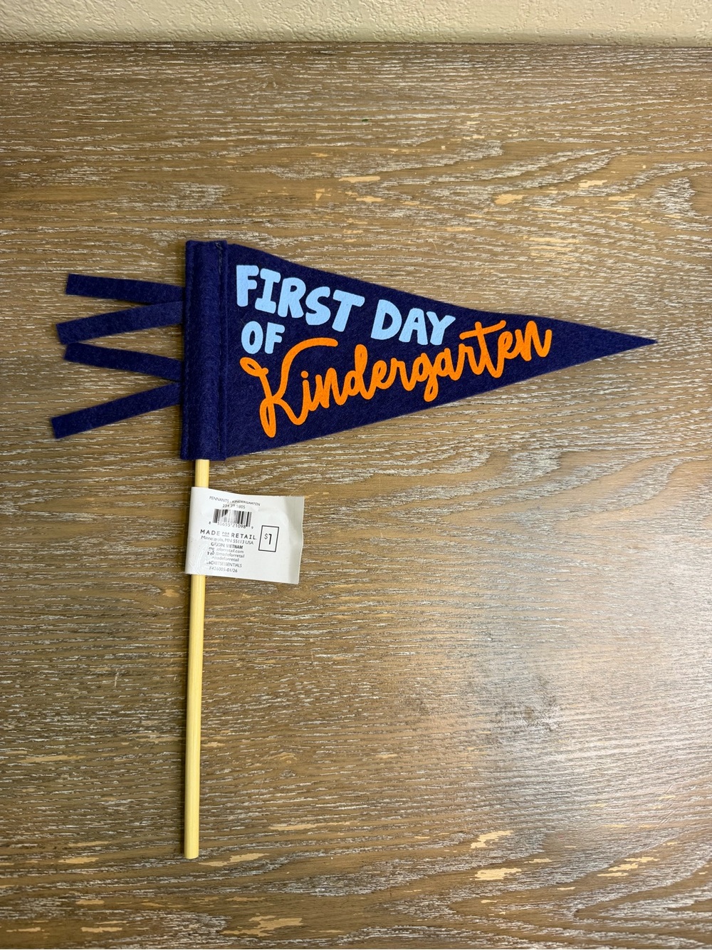 Kindergarten First Day of School Felt Pennant Flag